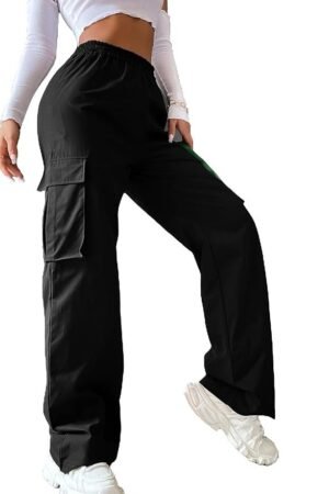 Aahwan Women's & Girls' Solid High Waist with Pockets Cargo Pants