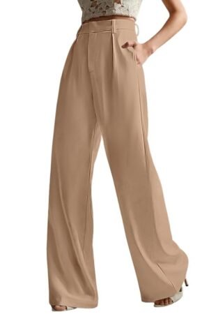 GRECIILOOKS Women High Rise High Waist Trousers Flared Korean Style Formal Pants|Elegant Workwear for Office, College & Events
