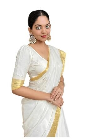 Yashika Women's Trendy Cotton Silk Saree with Blouse Material|| Pongal Special South Indian kerala Saree With Blouse Piece